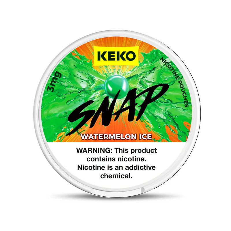 Keko Snap watermelon ice nicotine pouches packaging on a white background