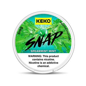 KEKO Snap Spearmint Mint nicotine pouches container on a white background
