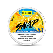 KEKO Snap Triple Berry Lemon nicotine pouches container on a white background