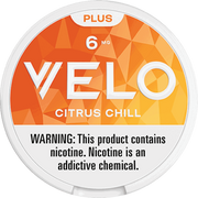 VELO Plus Citrus Chill nicotine pouch can - synthetic nicotine, tangy citrus flavor