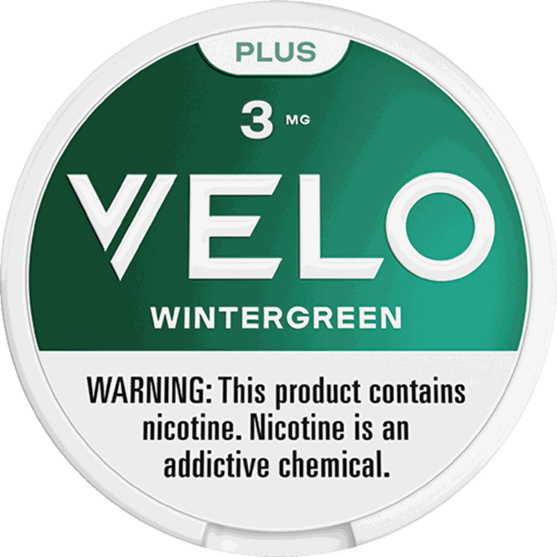 VELO Plus Wintergreen nicotine pouch can - synthetic nicotine, Pre-Primed Technology