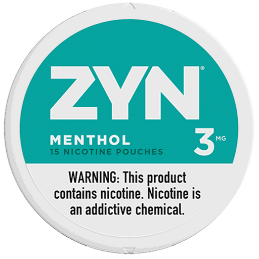 ZYN Menthol nicotine pouch can - tobacco-free, cooling menthol flavor, 3mg and 6mg
