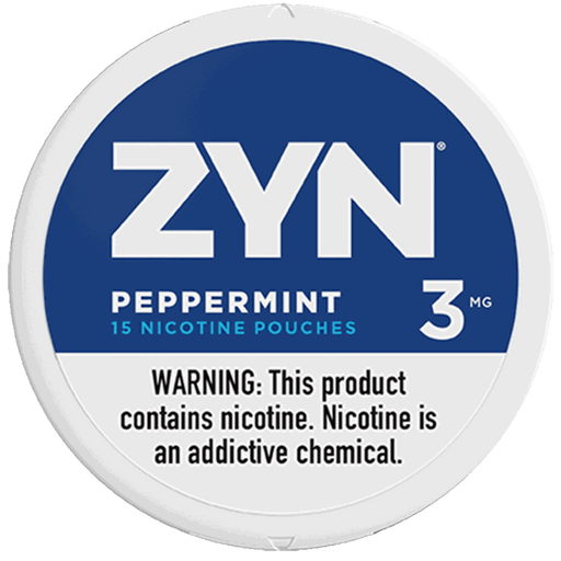 ZYN Peppermint nicotine pouch can - tobacco-free, crisp peppermint flavor