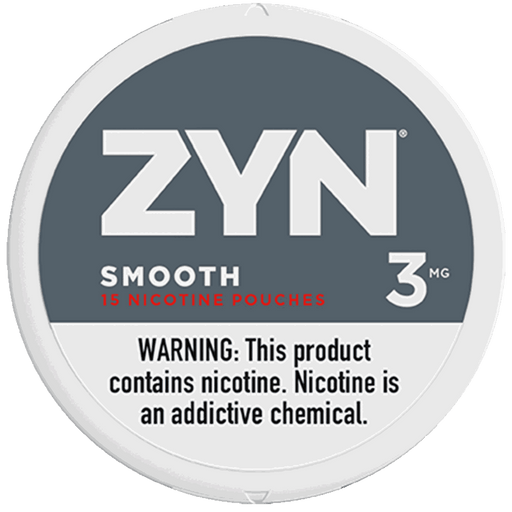 ZYN Smooth nicotine pouch can - tobacco-free, clean unflavored taste, 3mg and 6mg