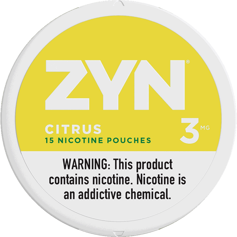 ZYN Citrus nicotine pouch can - tobacco-free, bright citrus flavor, 3mg and 6mg