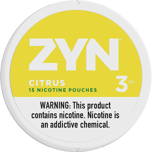 ZYN Citrus nicotine pouch can - tobacco-free, bright citrus flavor, 3mg and 6mg
